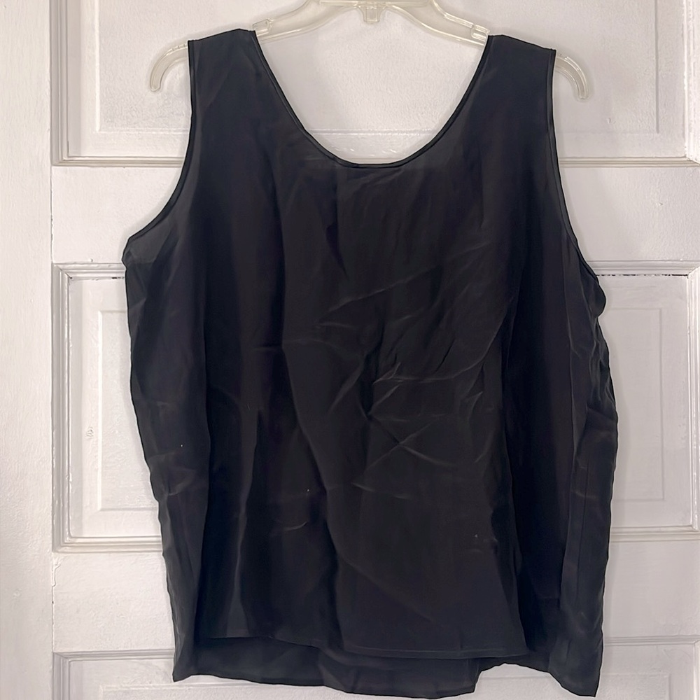 Vintage TESS 100% Silk Black Tank Top XL - Picture 2 of 2
